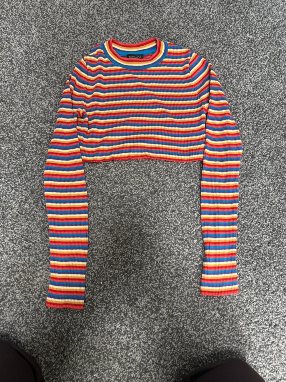 Topshop Multi-Stripe Ribbed Mock Neck Sweater